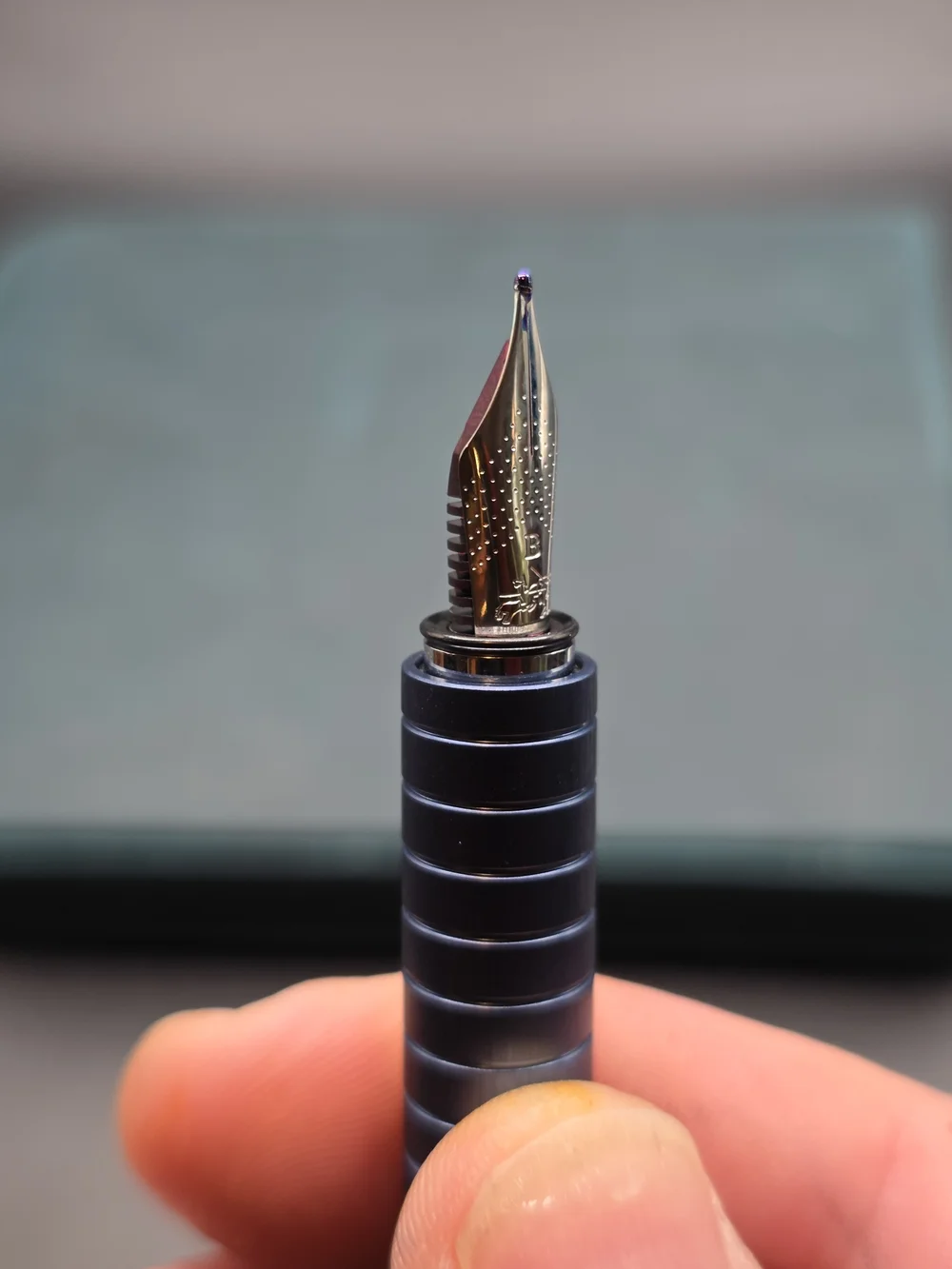 Faber-Castell Essentio Fountain Pen- Matte Blue - Steel Nib, Broad.